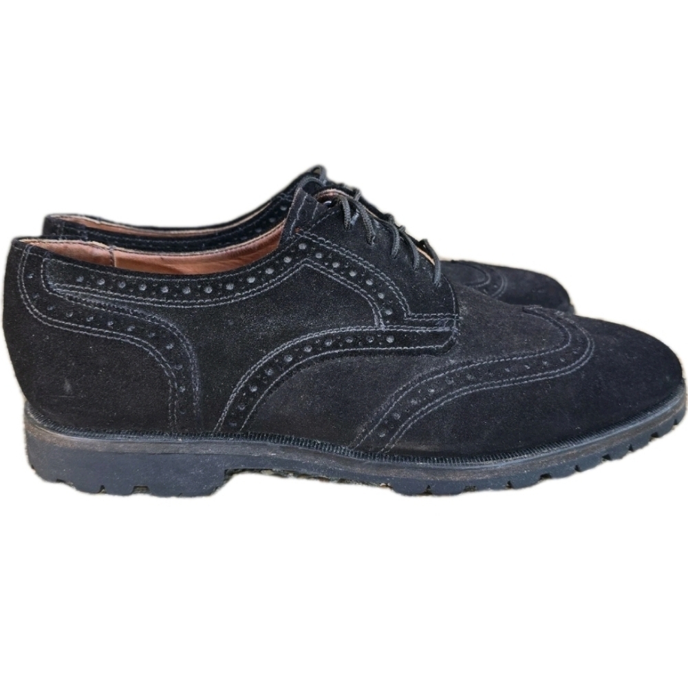 Cole Haan Men Size 8.5 D Black Suede Oxford Vibram Soles Shoes Made In USA Work